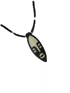 African Handmade Kenyan ethnic mask Head Necklace/Choker black/cream unisex - Picture 1 of 8