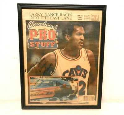 NBA Larry Nance Signed Cleveland Pro Stuff Newspaper Cover Page 1991 Framed  T90 - Image 1 of 4