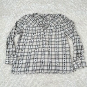 Camicetta contadina Loft M media a quadri pullover cravatta collo hippie boho festival - Foto 1 di 8
