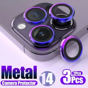 Metal Ring Tempered Glass Camera Lens Protector Cover For iPhone 16 15 14 13 12 - Picture 1 of 39