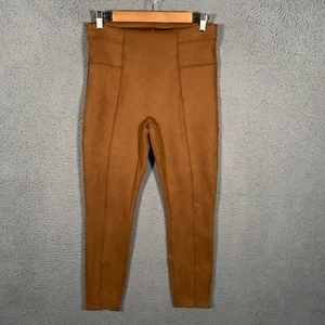 SPANX Faux Suede Leggings Womens Large Rich Caramel High Rise Tummy Control Pant - Picture 1 of 14