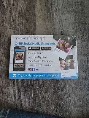GENUINE HP Social Media Snapshots 1 Pack 4”x6” Photo Paper 50 Each NEW SEALED! - Image 1 of 2