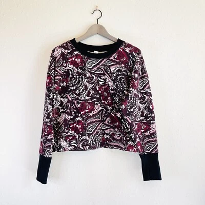 Moletom Joie Feminino Crop Estampa Floral Preto Borgonha Tamanho Médio NOVO - Imagem 1 de 4