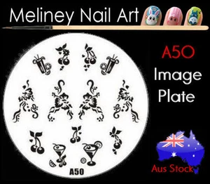 A50 Stamping Nail Art Image Plate Design Round XL Stencil metal - Picture 1 of 1