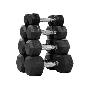 Hex Dumbbells Rubber Coated Hand Weights Set for Exercises and Fitness Includ... - Picture 1 of 7