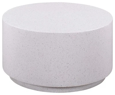 Terrazzo 27.5" Transitional Light Speckled Concrete Stone Coffee Table, White - Image 1 of 4