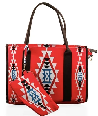 Juego de bolso bohemio occidental rojo azul y blanco (15"×11") y muñeca (8"×6"). Nuevo Foto 1 de 4