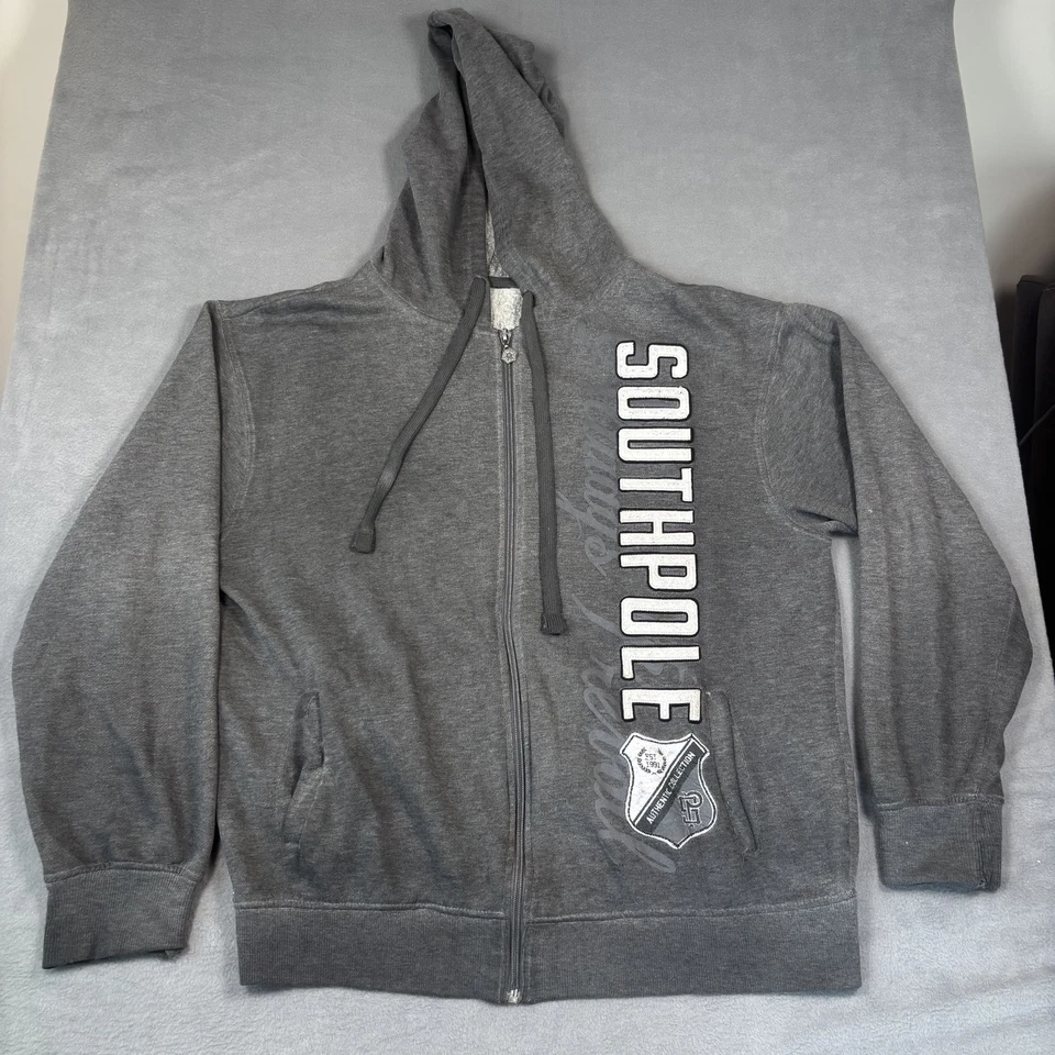 Мужская толстовка с капюшоном Southpole серая на молнии подлинная коллекция с надписью куртка Y2K - Изображение 1 из 4
