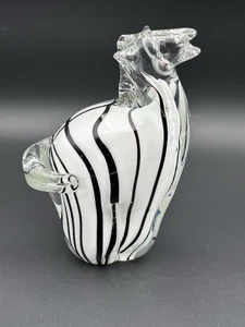 Vintage Murano Stil mundgeblasene Kunst Glas Zebra Figur schwarz & weiß Streifen - Bild 1 von 10