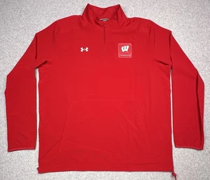NWT Under Armour Red Wisconsin Badgers Motivate 1/4 Zip Jacket Men’s Size XL - Picture 1 of 11