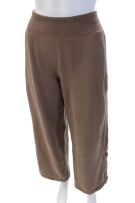 Pantalones informales Athleta para mujer forrados de algodón pierna ancha cintura elástica marrón talla L Foto 1 de 4