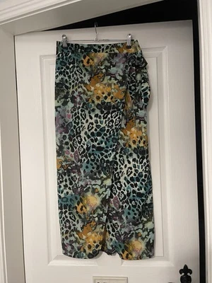 Girl In Mind Skirt Size 12 Leopard Print Mix Wrap Split - Image 1 of 4