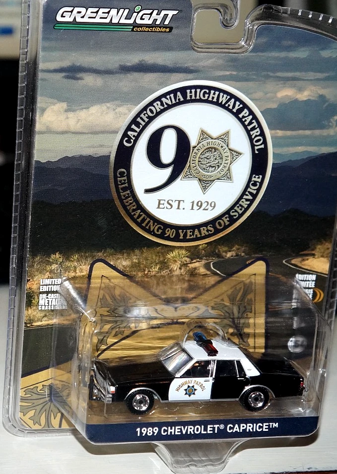 1/64 GREENLIGHT 90 YEARS CALIFORNIA HIGHWAY PATROL 1989 CHEVROLET CAPRICE POLICE - Image 1 of 1