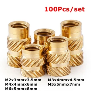 100Pcs Heat Set Threaded Brass Inserts Great For 3D Printing M2 M3 M4 M5 M6 - Picture 1 of 12