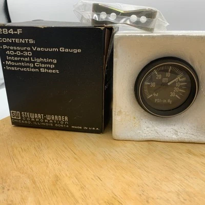 Stewart-Warner #284-F Heavy Duty Pressure Vacuum Gauge NOS Vintage 1970's - Image 1 of 4