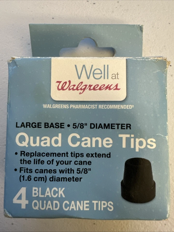 Paquete de 4 puntas de bastón cuádruple de 5/8 pulgadas de alta resistencia bastón para caminar puntas de goma reemplazos Foto 1 de 1