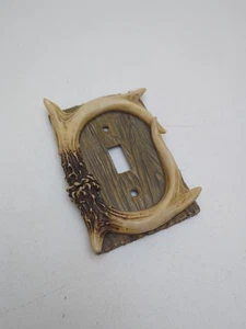 KUNSTHIRSCHGEWEIH UND HOLZ EINZELSCHALTER PLATTE ABDECKUNG - Bild 1 von 5