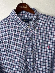 Ralph Lauren Kurzarm Button Down Hemd Herren 2XL rosa blau kariert - Bild 1 von 14
