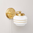 Milk Glass Striped Wall Sconce Brass Finish - Hearth & Hand Magnolia