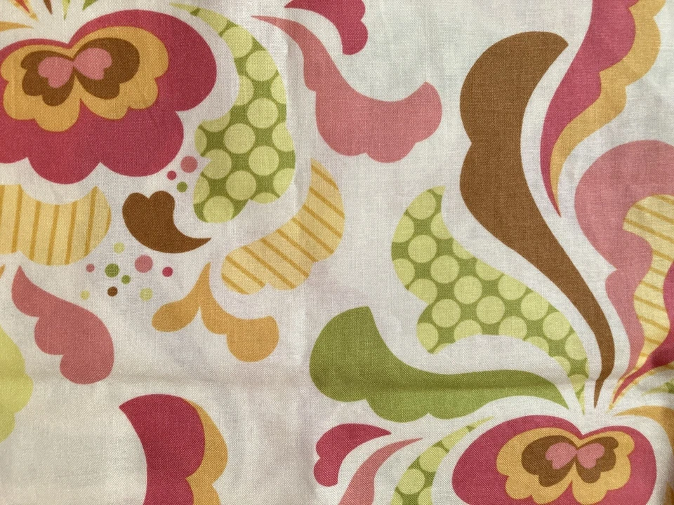 Abstract Fresh Cut Flowers Leaves on Cream Free Spirit Fabric Heather Bailey 13" - Image 1 of 3