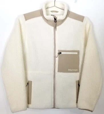 Marmot Women Wiley Zip Up Fleece Jacket Sz M Ivory Polartec Outdoor - Image 1 of 4