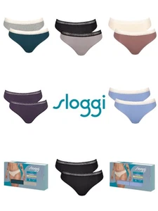 Paquete de 2 calzoncillos Sloggi Tai bragas GO acanalados de algodón orgánico lencería rica - Imagen 1 de 27