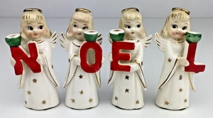 NOEL Engel Kerzenhalter Commodore Vintage 50er 4-teiliges Set Japan Mädchen 4" MCM LESEN - Bild 1 von 20