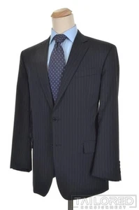 BROOKS BROTHERS Madison Blue Striped 100% Wool Jacket Pants SUIT Mens - 44 L - Picture 1 of 10