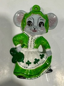 Vintage 80er Alberta's Keramik St. Patricks Day Maus Ornament Kobold - Bild 1 von 3