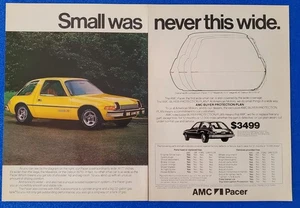 1976 AMC PACER ORIGINAL CLASSIC 2 PG COLOR PRINT AD AMERICAN MOTORS CORPORATION - Picture 1 of 1