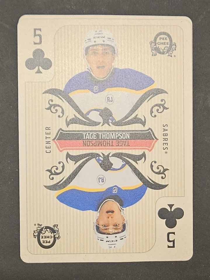O Pee-Chee Hockey 2024-25 Tage Thompson 5 Clubs Playing Card Insert SP - Image 1 of 2