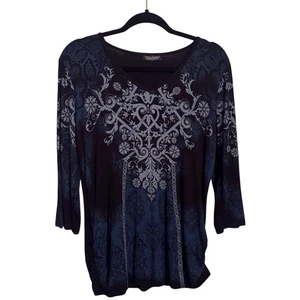 Vanilla Sugar Y2K Large Black Embellished Graphic Top Long Sleeve Grunge Vintage - Bild 1 von 9