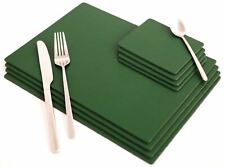 Set of 4 British Racing Green Elementary Bonded Leather Placemats and 4 Coasters