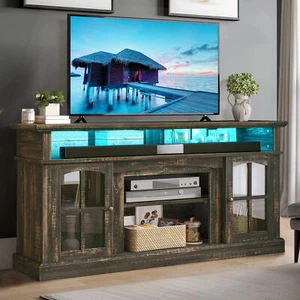 Farmhouse LED TV Stand with Power Outlets for 70"/65" Media Entertainment Center - Picture 1 of 19