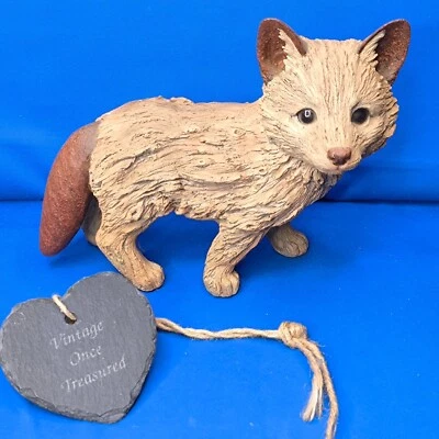 HotAnt Studio BABY FOX * Realistic Driftwood Look Resin Figurine / Statue (27cm) - Image 1 of 4