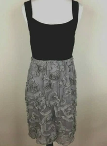 Black Gray Ruffle Dress Womens Stretch Fabric Ruffled Sz 10 En Focus Studio - Imagen 1 de 12