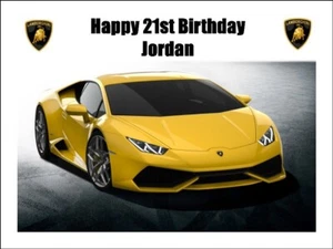 Lamborghini Car Cake Toppers - Edible Icing -Birthday Cake Decorations - 4 Sizes - Picture 1 of 8