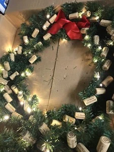 Beringer Wine Cork LED Christmas Decor Wreath and LED Cork Garland 7' Awesome!! - Picture 1 of 10