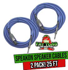 Speakon to 1/4" Male Cables (2 Pack) by FAT TOAD | 25 ft Professional Pro Audio