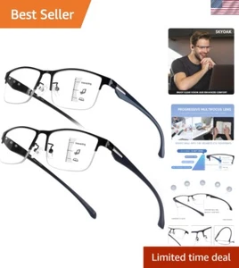 Stylish Half-Frame Reading Glasses for Men - TR90 Blue Light Blocking Bundle - Picture 1 of 8