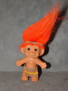 Troll Doll 3" Russ Thanksgiving Indian Native American Orange Hair - Picture 1 of 1
