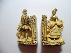 Vintage Colonial/Victorian Couple (Male & Female) Ceramic Bookends - Bild 1 von 11