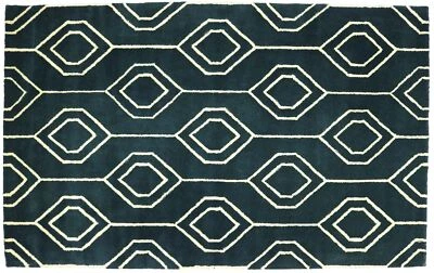 Teppich Handgefertigt 160x230 Blau Durchgemustert Handarbeit Handtuft Modern 160 - Bild 1 von 4