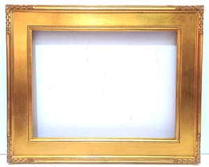12 X 16 CARVED CORNERS FLAT PANEL GOLD LEAF 2 3/4" WIDE STANDARD PICTURE FRAME - Picture 1 of 9