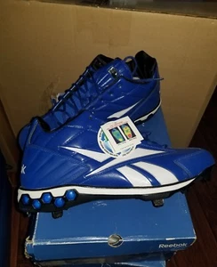 Men 13.5 MLB Reebok High-N-Tight II MID HEX Metal Baseball Cleats Blue White - Picture 1 of 5