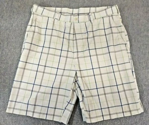 PGA Tour Golf Men's Size 34 White Check Flat Front Polyester Casual Shorts - Picture 1 of 7