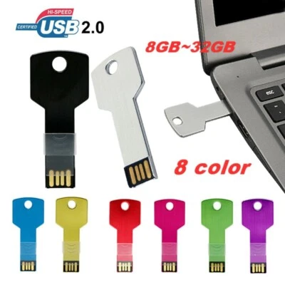 USB 2.0 Flash Drive 64GB 32GB Memory Stick 16GB 8GB Metal Key Pen Drive U Disk