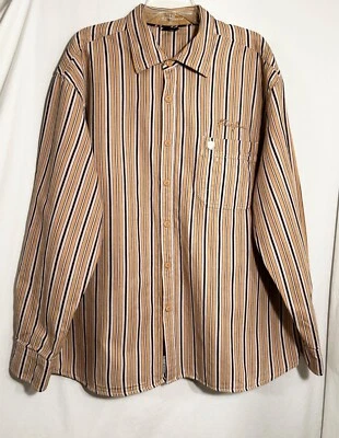 CAMISA PARA HOMBRE 3XL XXXL PHAT FARM MARRÓN A RAYAS MANGA LARGA BOTÓN DELANTERO Foto 1 de 4