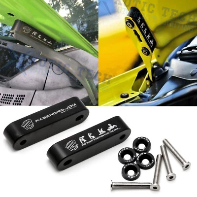 For Acura Integra 90-01 Honda Civic 88-00 JDM PASSWORD Hood Spacer Riser - Black - Image 1 of 4