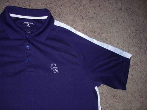 COLORADO ROCKIES athletic Antigua short sleeve golf polo shirt men's Large Cover